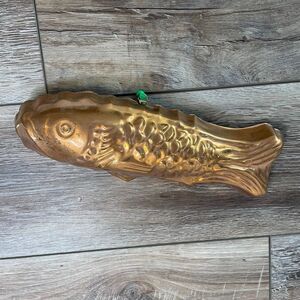 Vtg Copper Fish Mold COPPER Tin Lined Pudding Cake Jelly Wall Hanging 11”LX4”W